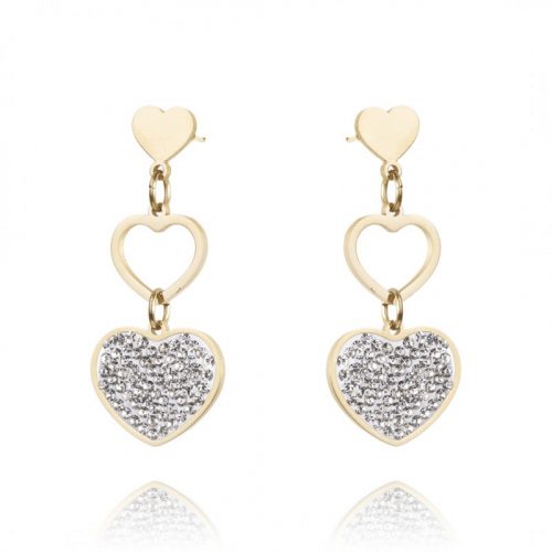 White Heart 14k arannyal bevont rozsdamentes fülbevaló, elegáns stílusú fülbevaló modern nőknek