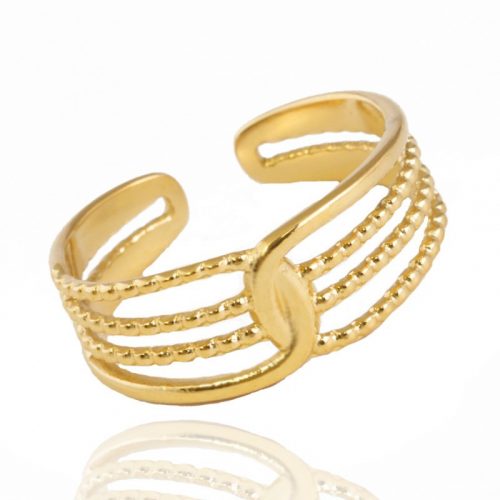 Zelma nemesacél gyűrű 18k arany bevonattal, divat gyűrű, állítható méret